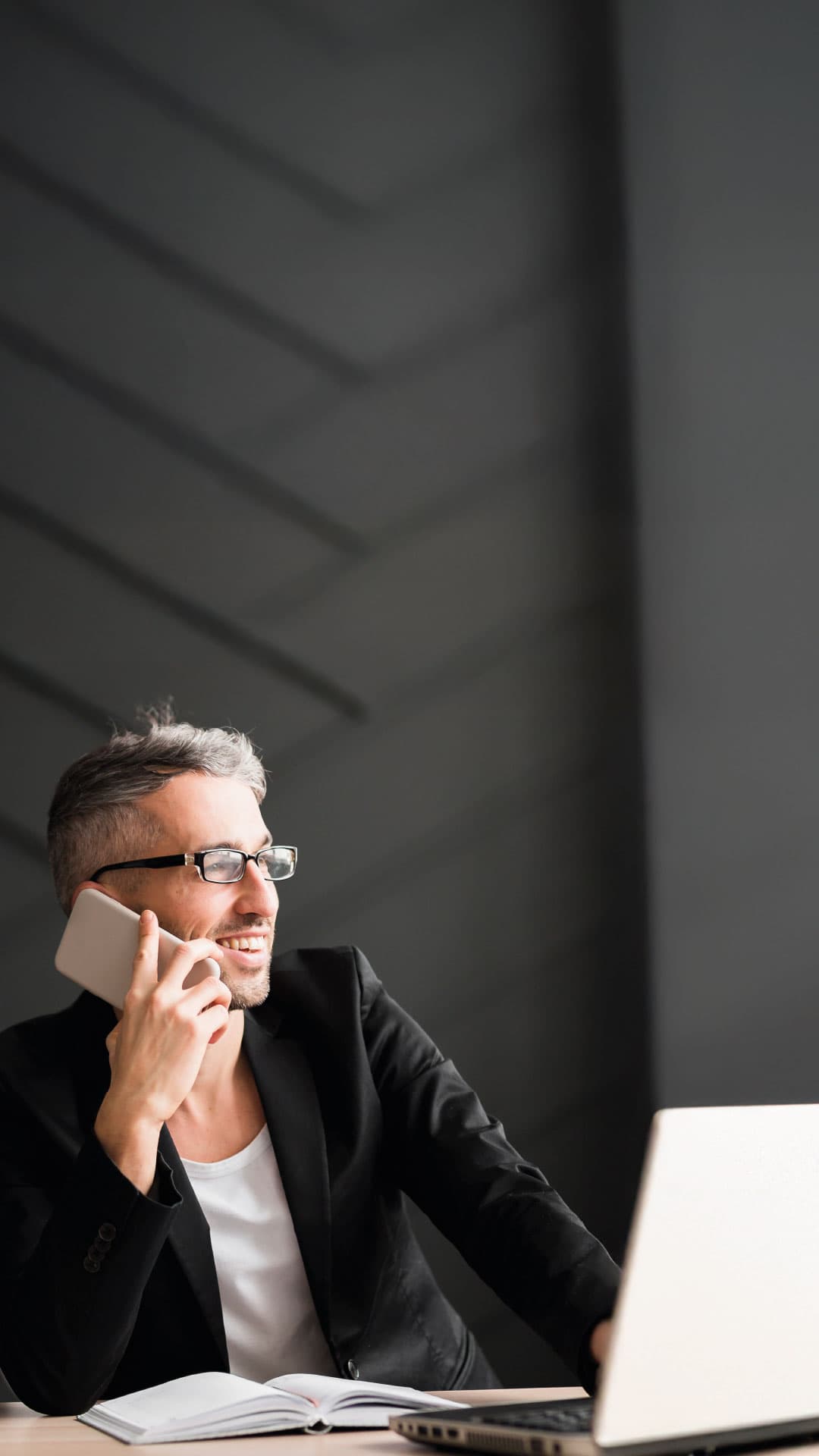 Professional on phone in modern office